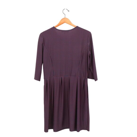 Jude Connally Brynn Fit & Flare Pleated Waist 3/4 Sleeve Navy Red Dot Dress L - Picture 4 of 4